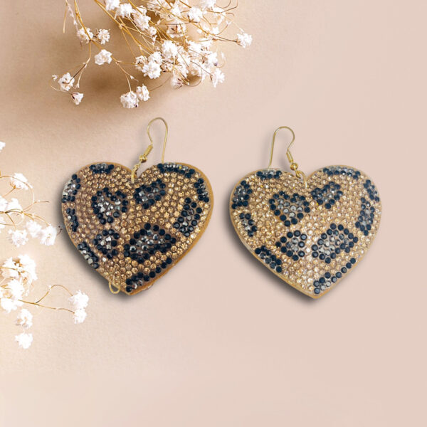 Leopard Heart Crystal Earring