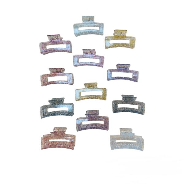 12pcs Assorted Glitters Square Hair Claws 