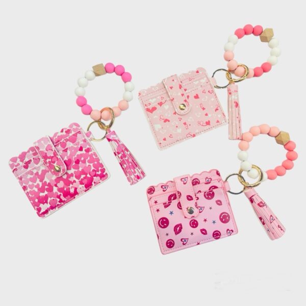 Heart print Ball Bracelets With Cardholder