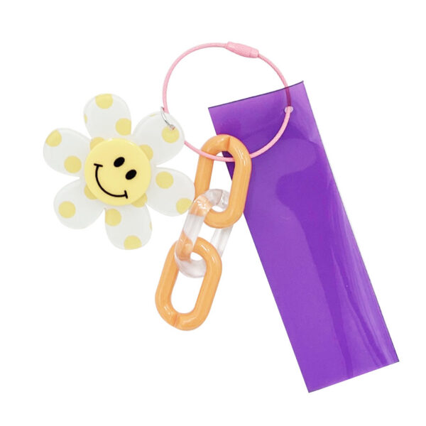 Happy Face Polka Dot Flower Keychain